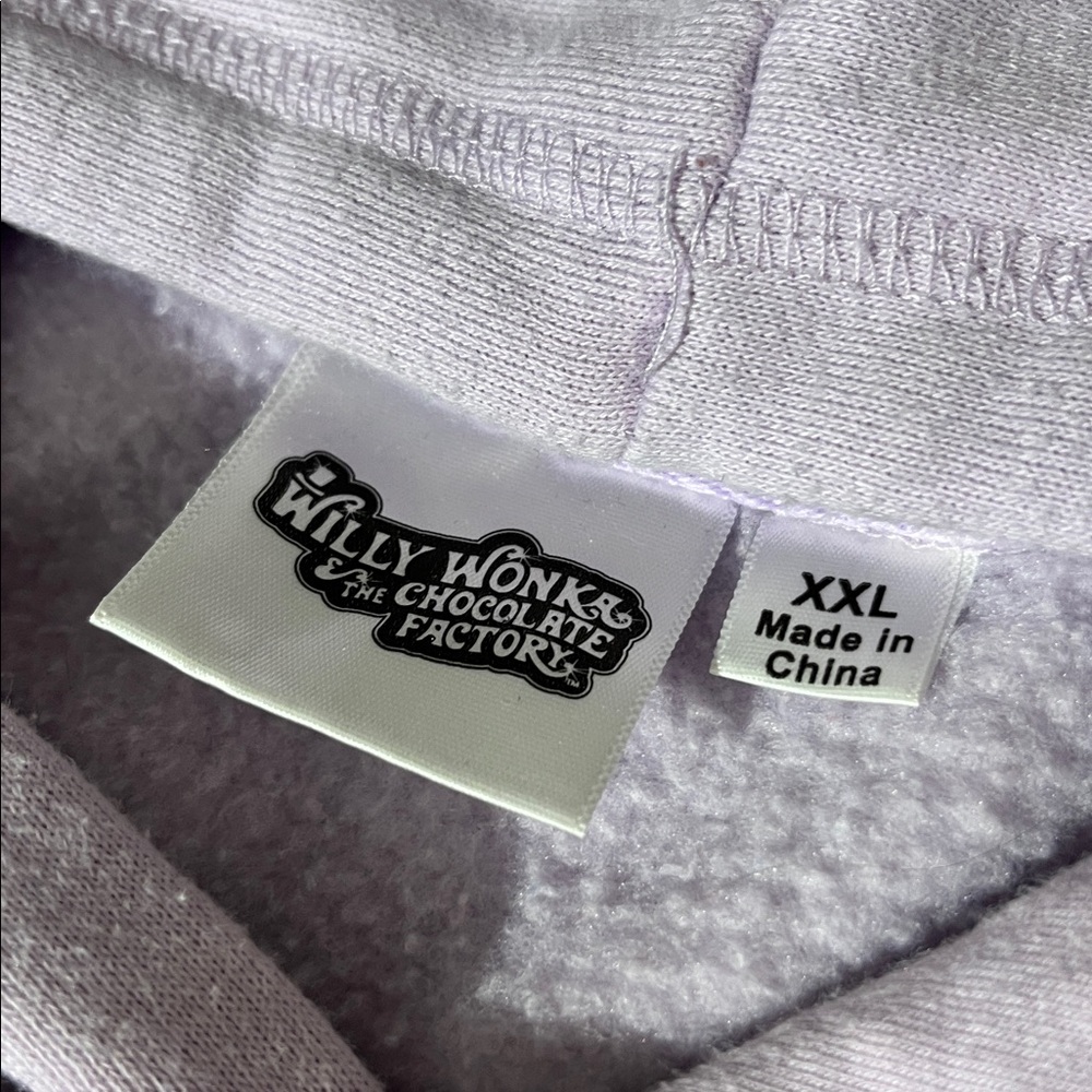 Willy Wonka & The Chocolate Factory XXL Hoodie Unisex Lavendar Purple Winter - Picture 2 of 7